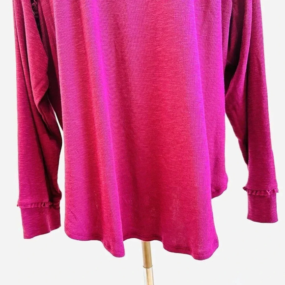 NWT LAUREN CONRAD Women Long Sleeve Pullover Round Neck Red Shirt Plus Size XXL - Picture 8 of 12
